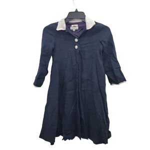 Neiman Marcus | Helena‎ Girl's Vintage Navy Linen 2 Button Dress Coat Overcoat 5